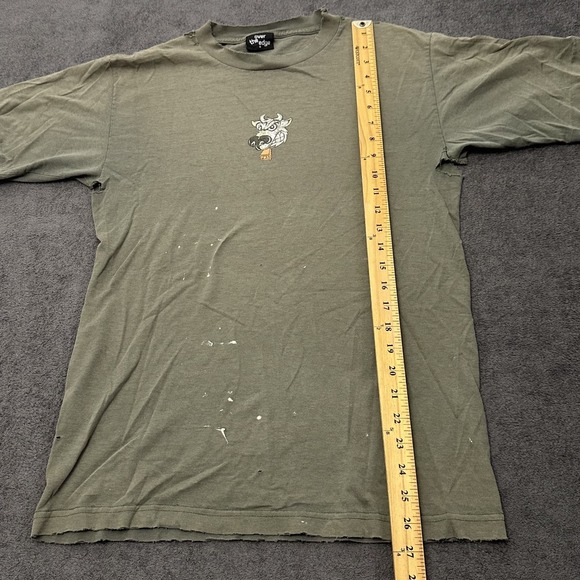 Vintage 90s over the edge skate brand t-shirt medium distressed faded green - Picture 8 of 11